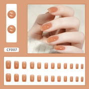 N-230 - Orange Jelly - Press On Nail Set Of 24 - Free 24 Pcs Sticker Sheet Included