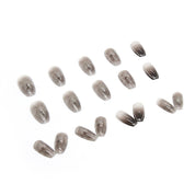 N-174 -Silver Foiled Black& Grey  - Press On Nail Set Of 24 - Free 24 Pcs Sticker Sheet Included