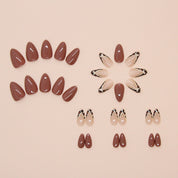 N-301 - Fancy Mix & Leopard Print  - Press On Nail Set Of 24 - Free 24 Pcs Sticker Sheet Included