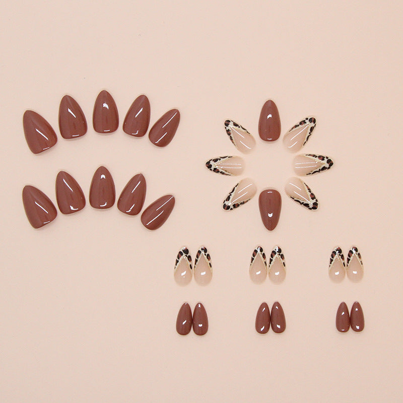 N-301 - Fancy Mix & Leopard Print  - Press On Nail Set Of 24 - Free 24 Pcs Sticker Sheet Included