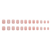 N-110 - Glitter Pink & Flower  - Press On Nail Set Of 24  - Free 24 Pcs Sticker Sheet Included