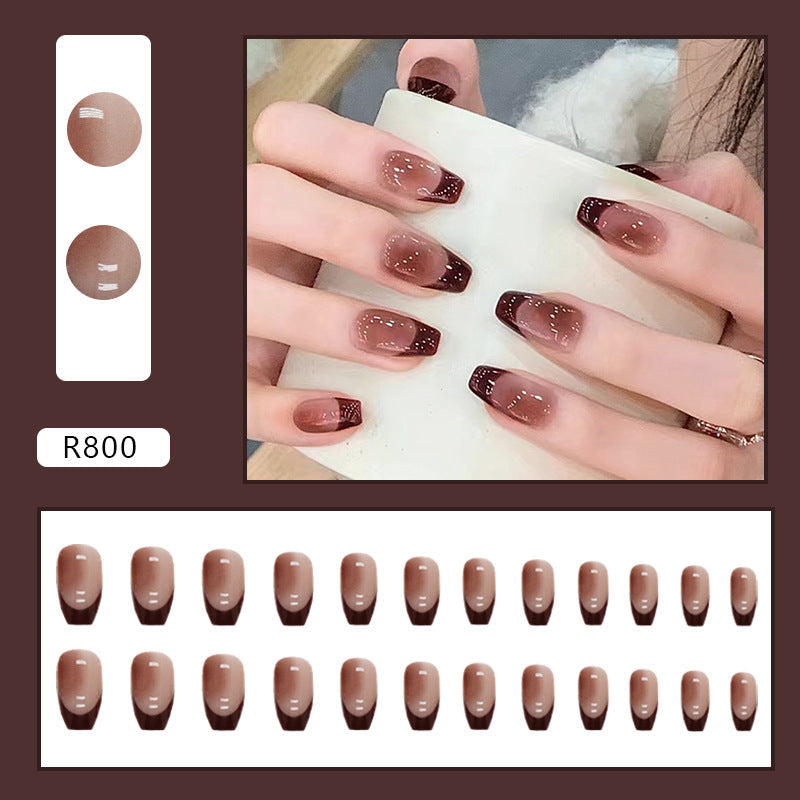 N-261 - Minimalist French Shiny  - Press On Nail Set Of 24 - Free 24 Pcs Sticker Sheet Included