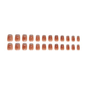 N-265 - Amber Coffee - Press On Nail Set Of 24 - Free 24 Pcs Sticker Sheet Included