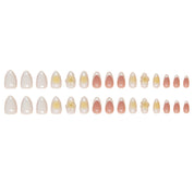 N-298 - Flowers & Pastel Colors  - Press On Nail Set Of 24 - Free 24 Pcs Sticker Sheet Included