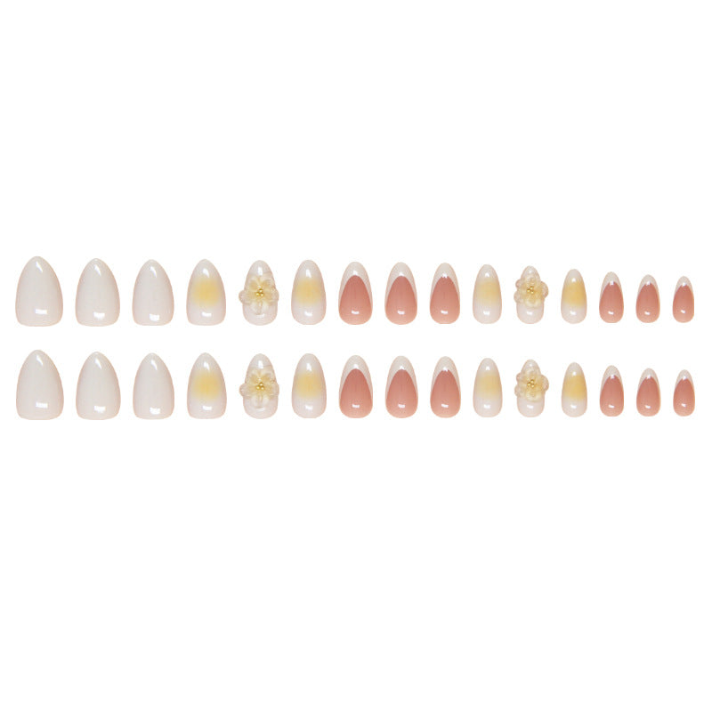 N-298 - Flowers & Pastel Colors  - Press On Nail Set Of 24 - Free 24 Pcs Sticker Sheet Included
