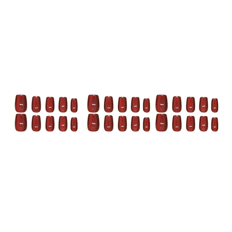 N-277 - Cherry Red - Press On Nail Set Of 30 - Free 24 Pcs Sticker Sheet Included