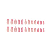 N-373 - Pink Sakura Flower - Press On Nail Set Of 24 - Free 24 Pcs Sticker Sheet Included