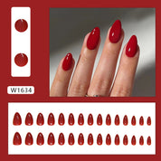 N-259 - Scarlet Red - Press On Nail Set Of 24 - Free 24 Pcs Sticker Sheet Included