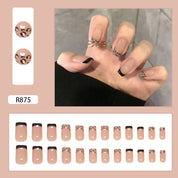 N-292 - French Leopard Print Press On Nail Set Of 24 - Free 24 Pcs Sticker Sheet Included