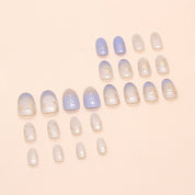 N-224 - Gold Moon  & Star - Press On Nail Set Of 24 - Free 24 Pcs Sticker Sheet Included
