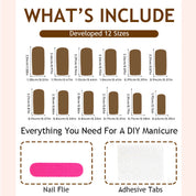 N-214 - Fancy Pink  - Press On Nail Set Of 24 - Free Nail Kit Included