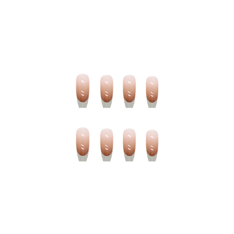 N-284 -  French Simple - Press On Nail Set Of 24 - Free 24 Pcs Sticker Sheet Included