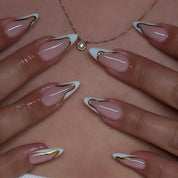 N-207 -Marbled Foiled - Press On Nail Set Of 24 - Free Nail Kit Included