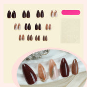 N-217 - Marbled Foiled & Dark Colors  - Press On Nail Set Of 24 - Free Nail Kit Included