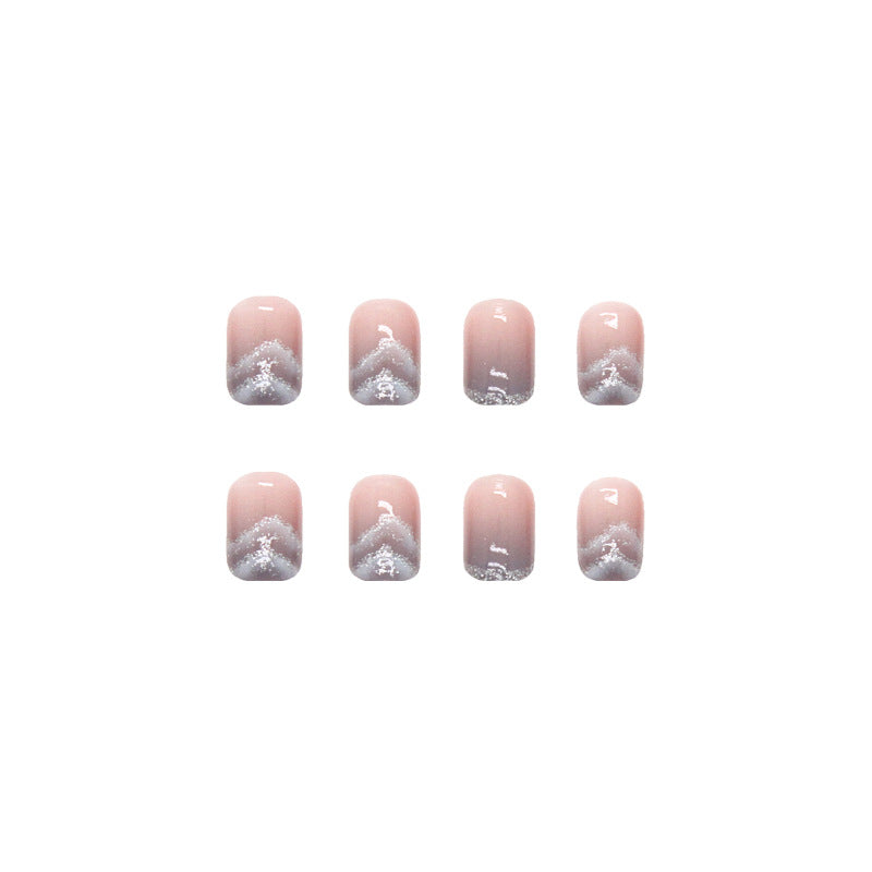 N-159 - Pastel Pink & Purple  - Press On Nail Set Of 24 - Free 24 Pcs Sticker Sheet Included