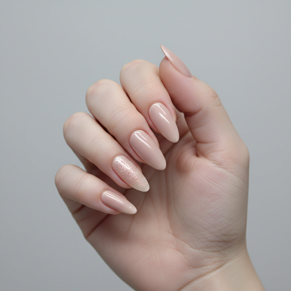 N-283 - Glittery Shiny - Press On Nail Set Of 24 - Free 24 Pcs Sticker Sheet Included