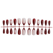 N-202 - Pink & Maroon  - Press On Nail Set Of 24 - Free Nail Kit Included