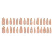 N-189 -  Fancy Long  - Press On Nail Set Of 24 - Free 24 Pcs Sticker Sheet Included