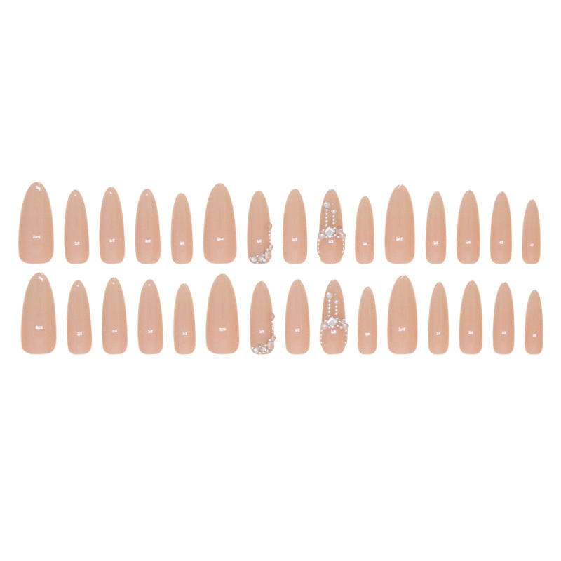 N-189 -  Fancy Long  - Press On Nail Set Of 24 - Free 24 Pcs Sticker Sheet Included