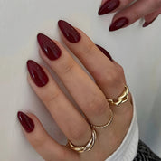 N-318 - Dark Maroon - Press On Nail Set Of 24 - Free 24 Pcs Sticker Sheet Included