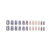 N-264 - Glacier & Crystal Diamonds- Press On Nail Set Of 24 - Free 24 Pcs Sticker Sheet Included