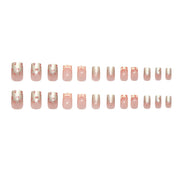 N-154 - Bow & Shiny Pink  - Press On Nail Set Of 24 - Free 24 Pcs Sticker Sheet Included