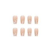N-158 - Shiny White Pearl   - Press On Nail Set Of 24 - Free 24 Pcs Sticker Sheet Included