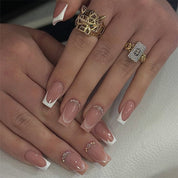 N-214 - Fancy Pink  - Press On Nail Set Of 24 - Free Nail Kit Included