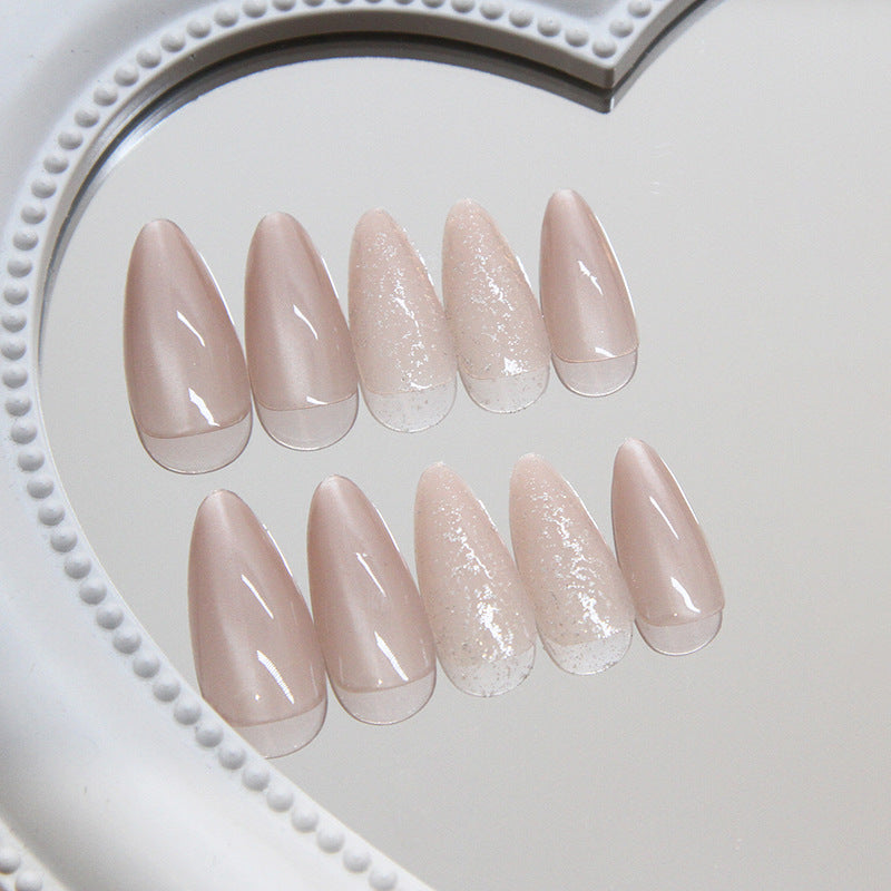 N-283 - Glittery Shiny - Press On Nail Set Of 24 - Free 24 Pcs Sticker Sheet Included