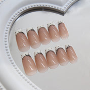 N-352 - Bow Lace - Press On Nail Set Of 24 - Free 24 Pcs Sticker Sheet Included