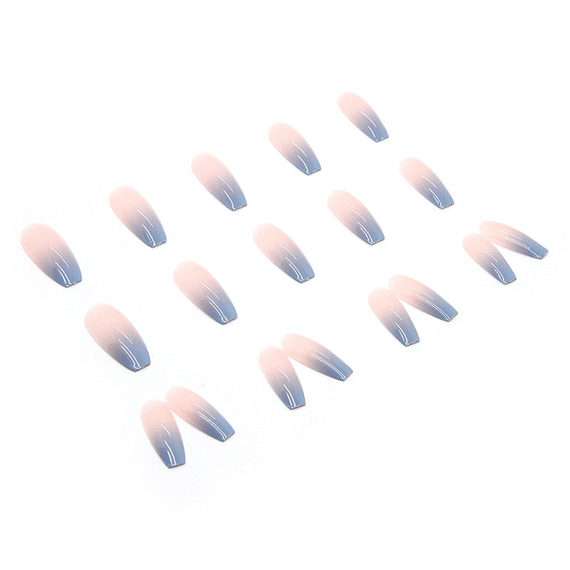 N-192 -  Pastel Blue & Pink & Diamonds Fancy - Press On Nail Set Of 24 - Free 24 Pcs Sticker Sheet Included