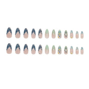 N-353 - Watercolor Flower  - Press On Nail Set Of 24 - Free 24 Pcs Sticker Sheet Included