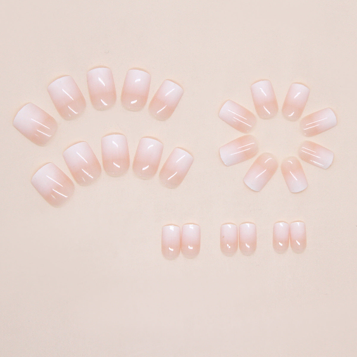 N-271 - White & Soft Pink - Press On Nail Set Of 24 - Free 24 Pcs Sticker Sheet Included