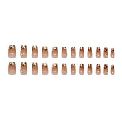 N-246 -Leopard Brown  - Press On Nail Set Of 24 - Free 24 Pcs Sticker Sheet Included