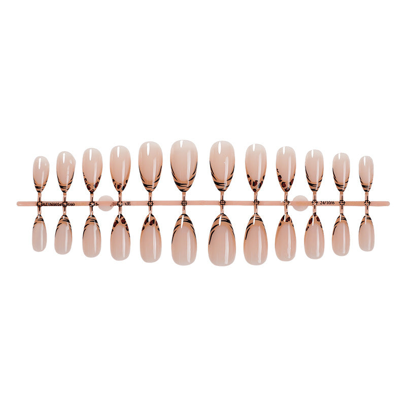N-204 - Leopard Print Peachy Pink - Press On Nail Set Of 24 - Free Nail Kit Included
