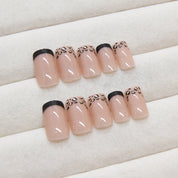 N-292 - French Leopard Print Press On Nail Set Of 24 - Free 24 Pcs Sticker Sheet Included