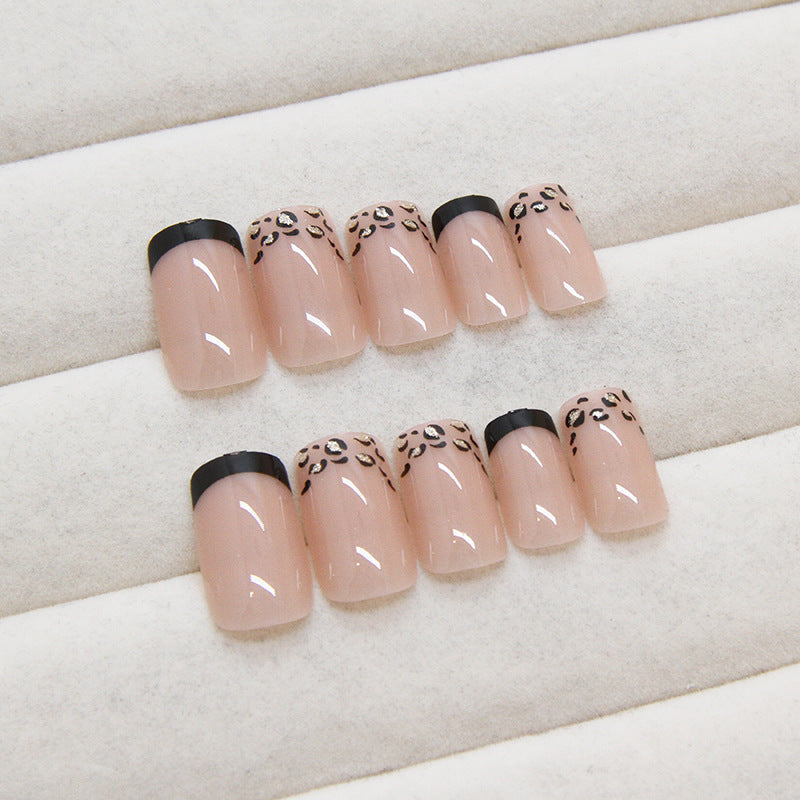N-292 - French Leopard Print Press On Nail Set Of 24 - Free 24 Pcs Sticker Sheet Included
