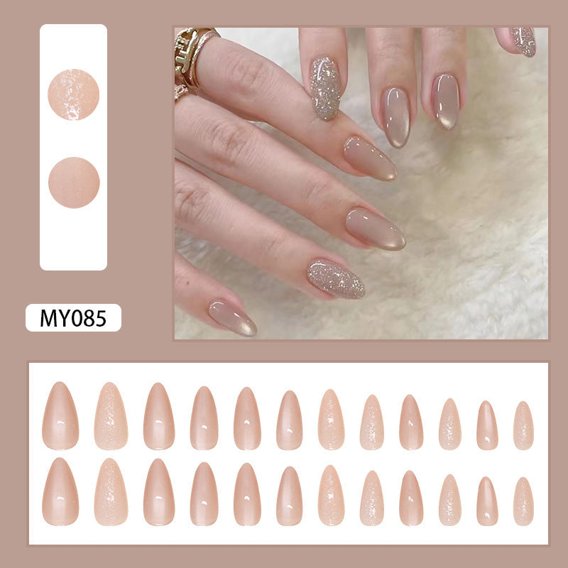 N-283 - Glittery Shiny - Press On Nail Set Of 24 - Free 24 Pcs Sticker Sheet Included