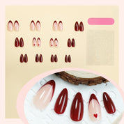N-202 - Pink & Maroon  - Press On Nail Set Of 24 - Free Nail Kit Included