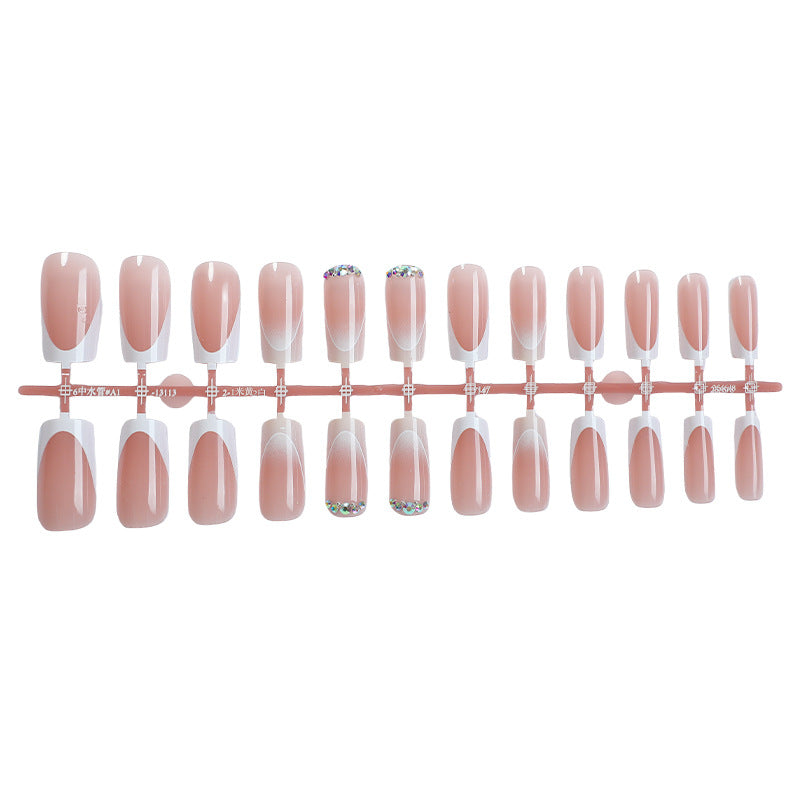 N-214 - Fancy Pink  - Press On Nail Set Of 24 - Free Nail Kit Included