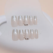 N-182 - Crystals Sparkles - Press On Nail Set Of 24 - Free 24 Pcs Sticker Sheet Included