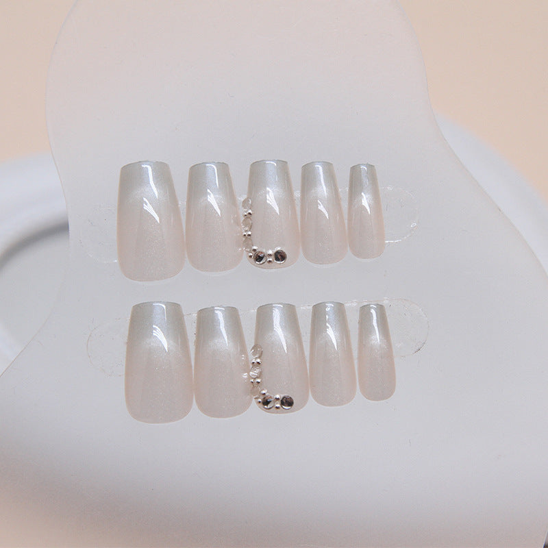 N-182 - Crystals Sparkles - Press On Nail Set Of 24 - Free 24 Pcs Sticker Sheet Included