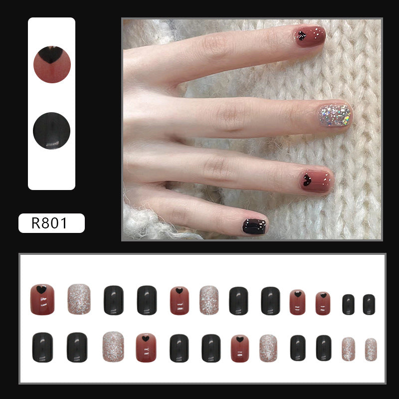 N-293 - Flash love - Print Press On Nail Set Of 24 - Free 24 Pcs Sticker Sheet Included