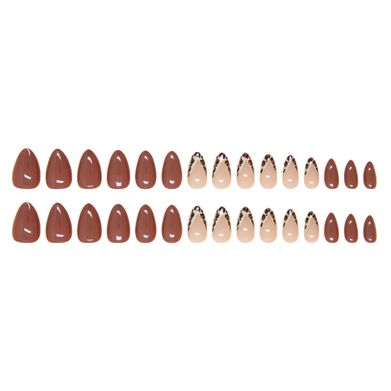 N-301 - Fancy Mix & Leopard Print  - Press On Nail Set Of 24 - Free 24 Pcs Sticker Sheet Included