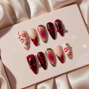 N-387 -  Rouge Obsession - Press On Nail Set Of 30 - Free 24 Pcs Sticker Sheet Included