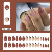 N-301 - Fancy Mix & Leopard Print  - Press On Nail Set Of 24 - Free 24 Pcs Sticker Sheet Included