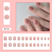 N-110 - Glitter Pink & Flower  - Press On Nail Set Of 24  - Free 24 Pcs Sticker Sheet Included