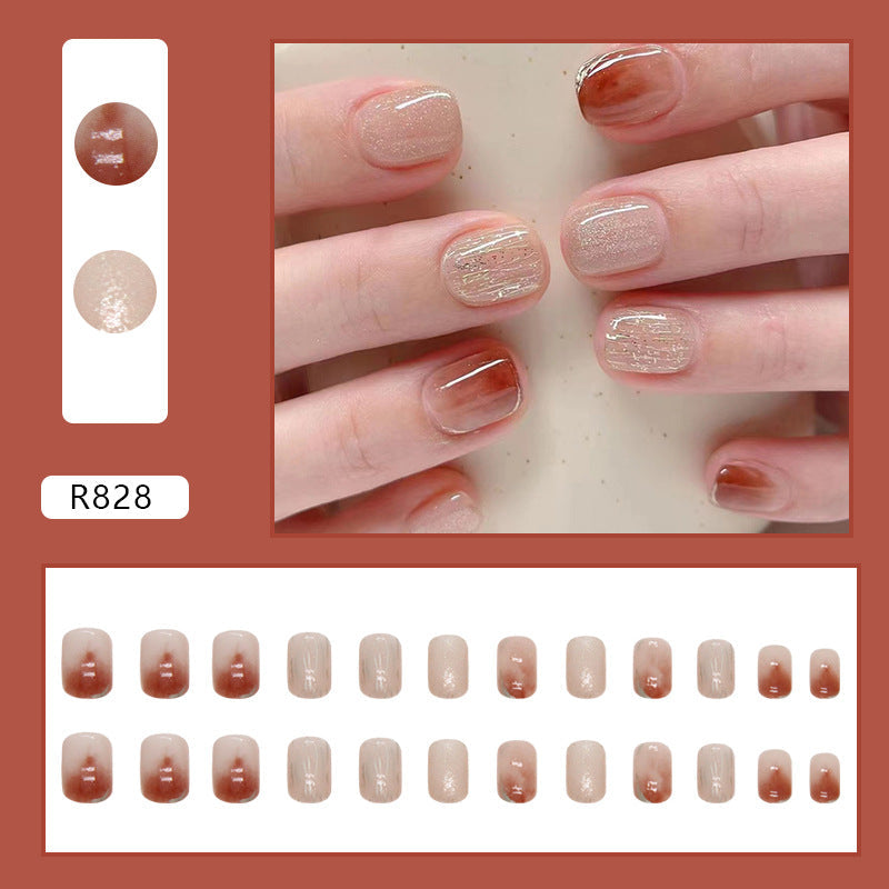 N-290 - Caramel Amber - Press On Nail Set Of 24 - Free 24 Pcs Sticker Sheet Included