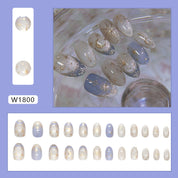 N-224 - Gold Moon  & Star - Press On Nail Set Of 24 - Free 24 Pcs Sticker Sheet Included