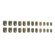 N-287 - Forest Green - Print Press On Nail Set Of 24 - Free 24 Pcs Sticker Sheet Included